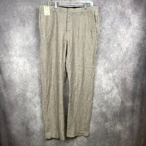 Baird Mcnutt 100% Linen Murano Dress Pants Mens 36x34 Gray Fine Stripe NEW